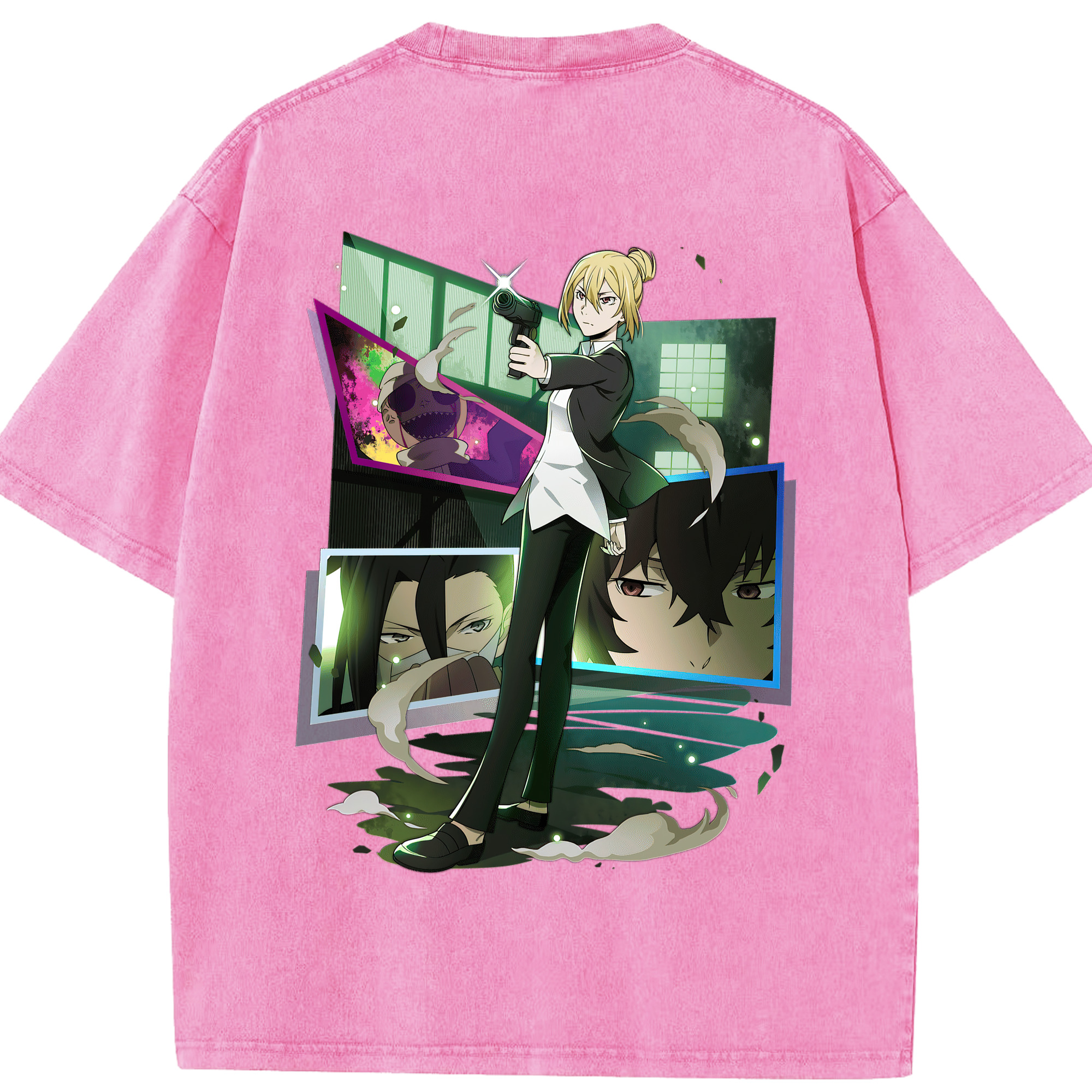 （画像用） 文豪ストレイドッグス Bungo Stray Dogs 綿100% ヴィンテージ風 半袖Tシャツ（背面プリント）